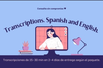 manually transcribe your audio and video in english or spanish