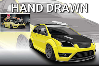 draw cartoon vector illustration from your car