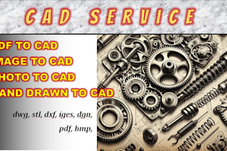 redraw to cad autocad from pdf image photo scan hand drawn sketch etc