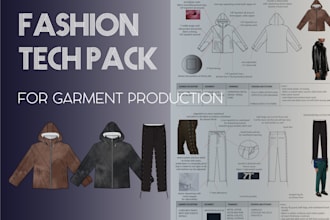 make fashion tech pack of clothing and bags for production