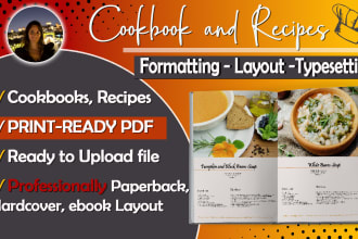 create cookbook layout design, formatting and typesetting