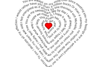 create an AMAZING heart shape text in any language