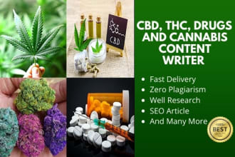 write cbd, cannabis, marijuana, thc, weed, moon rock, oil and vaping article