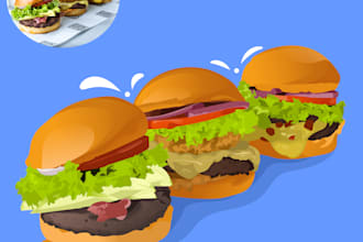 draw food and drink in cartoon illustration