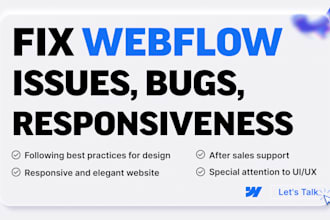 fix webflow issues, bugs, responsiveness and any problems