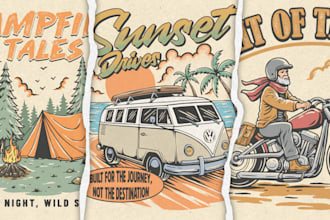 make vintage retro illustration for tshirt merch