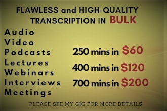 convey precise and proficient transcription record in bulk