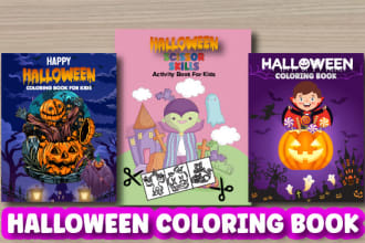 design halloween coloring book cover for kdp or personal use