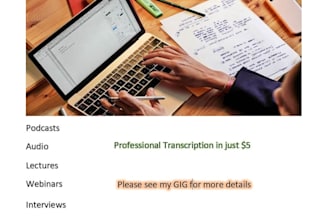 transcribe accurate and professional transcription in 24 hours