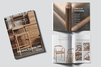 design a professional product catalog, brochure, or lookbook