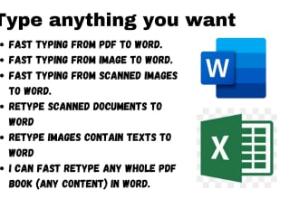 do a fast typing job, retype scanned pages, pdf to word