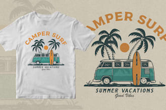 create retro vintage t shirt design with hand drawn style