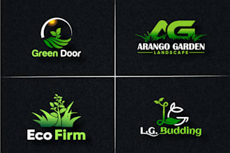 do agriculture landscape natural and lawn care logo with business card design