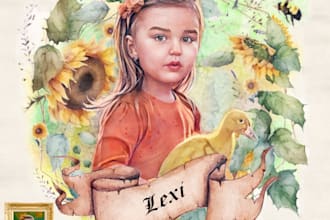 create your or your pet realistic portrait in watercolor