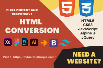 convert PSD to HTML, figma to HTML, xd to HTML