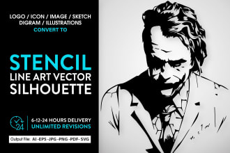 turn image into a stencil, line art svg or dxf file for cricut, laser cut