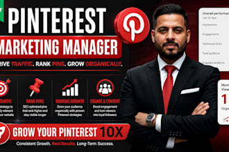 be your pinterest manager, design pins, and post SEO content consistently
