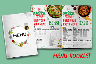 design bifold trifold  booklet or digital menu