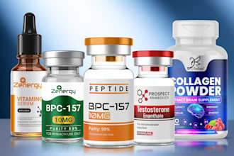 design peptide sarms label, vial, spray and supplement design