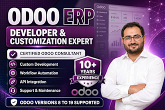 be your expert odoo developer for erp, CRM, website, customization, and support