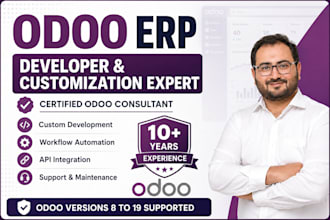 be your expert odoo developer for erp, CRM, website, customization, and support