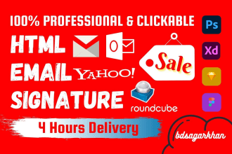 design clickable html email signature in 4 hours