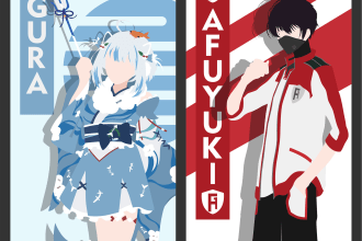create minimalist anime art for poster, wallpaper, tshirt, logo, vtuber, banner