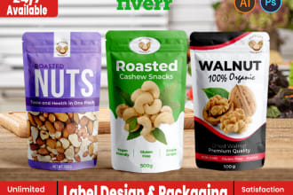 do professional packaging, pouch, bag, label with mockup