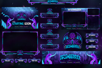 create twitch overlay, stream package, twitch, gaming logo