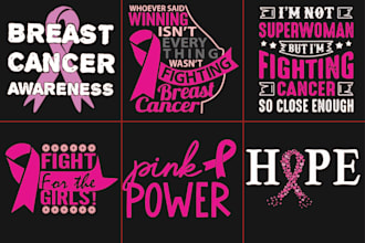 do custom breast cancer t shirt design and typography  t shirt design