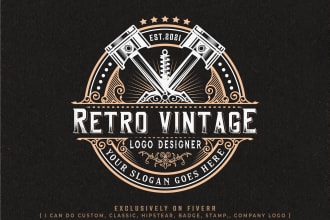 do custom retro vintage with hand drawn logo design