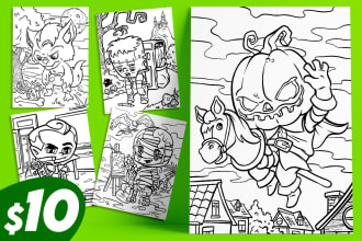 draw childrens book characters in black and white line art