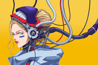 create concept art of cyberpunk and streetpunk illustration