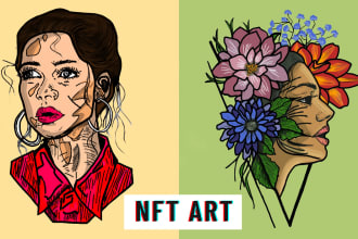create unique nft artwork of anything you want from character,portrait to animal