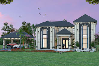 provide front yard and backyard 3d design