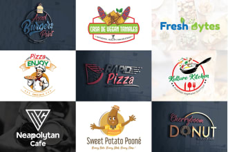 do creative burger, pizza, food, restaurant, bbq logo design