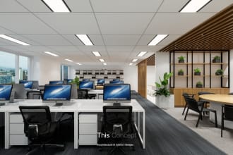 design and rendering interior office, workspace,  building