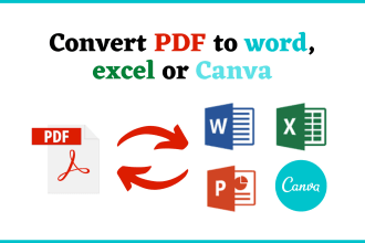 convert PDF to word, excel or canva