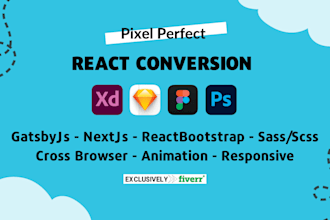 convert psd, xd, figma to react js, gatsby js or next js