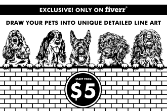 draw awesome your pets animal sktech line art in 24 hours