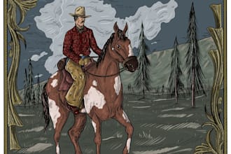 draw cowboy design with hand drawing style
