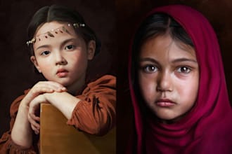 draw digital realistic oil portrait painting