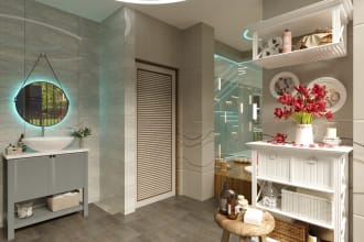 design 3d bathroom interior with realistic renders