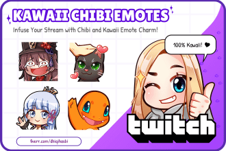 draw twitch and discord emotes, sub badges in chibi style