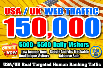 drive 150,000 USA UK targeted real organic web traffic