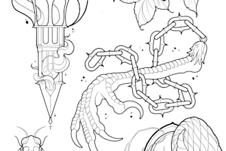 create professional tattoo design in neotraditional style
