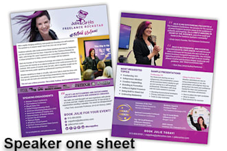 do professional speaker one sheet, media kit,in 10 hours