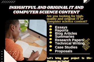 do urgent IT and computer science writing tasks, research
