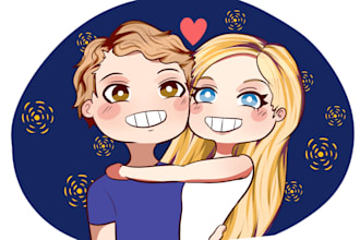 draw a couple anime style portrait