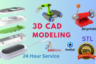 do 3d cad modeling,3d printing,  product design,rendering,stl,obj